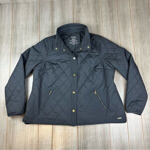 LL Bean Cozy Quilted Jacket Plus Size 2X Darkest Gray Quilted